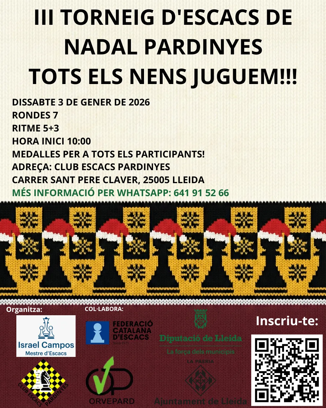 Cartell oficial del III Torneig d'Escacs de Nadal Pardinyes